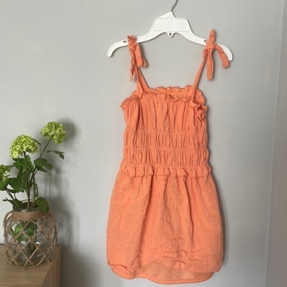 GB girls orange/coral tie dress with ruffles size medium .​​